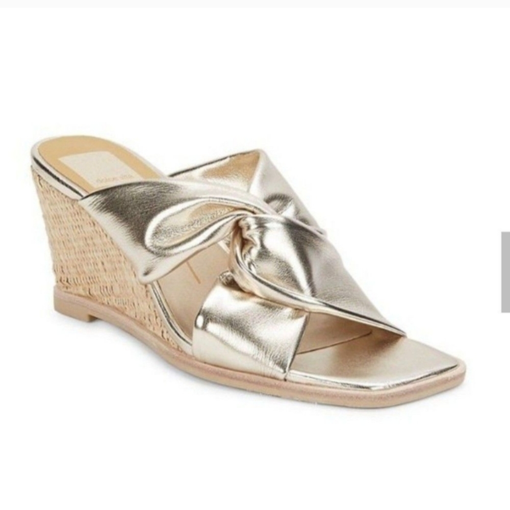 Dolce Vita Gold Metallic Wedges with Crossover Straps